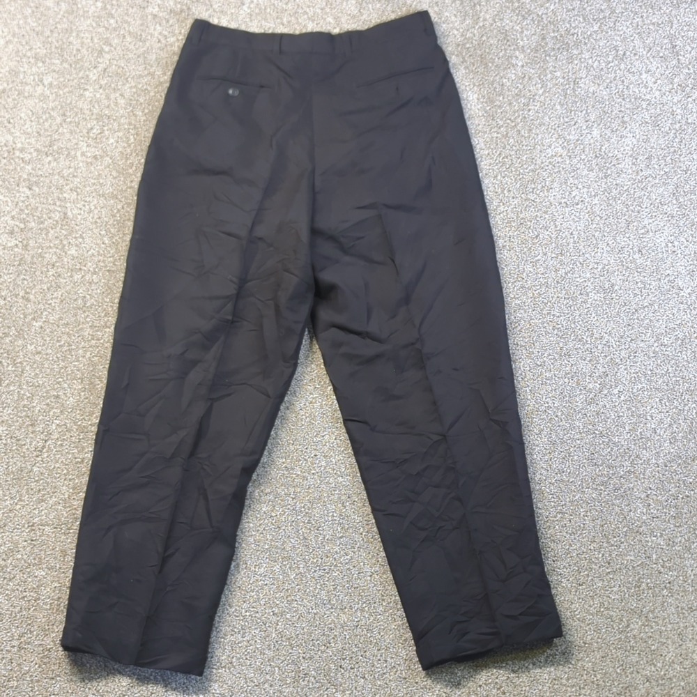Bachrach Pleated Dress Pants Mens 32x30 Black Rayon Blend Straight Leg Trousers
